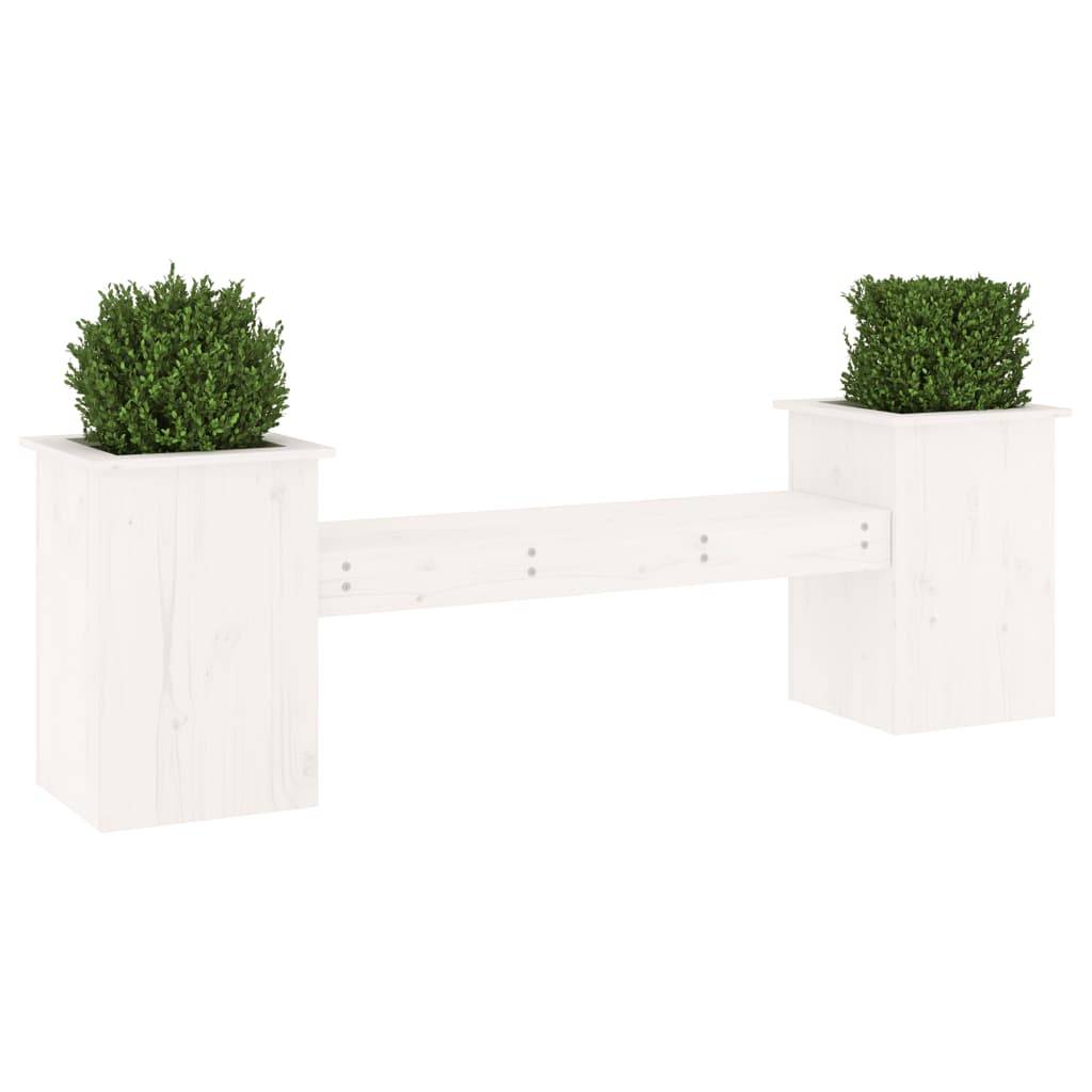 vidaXL Gartenbank mit Pflanzkübeln Weiß 184,5x39,5x56,5 cm Kiefernholz