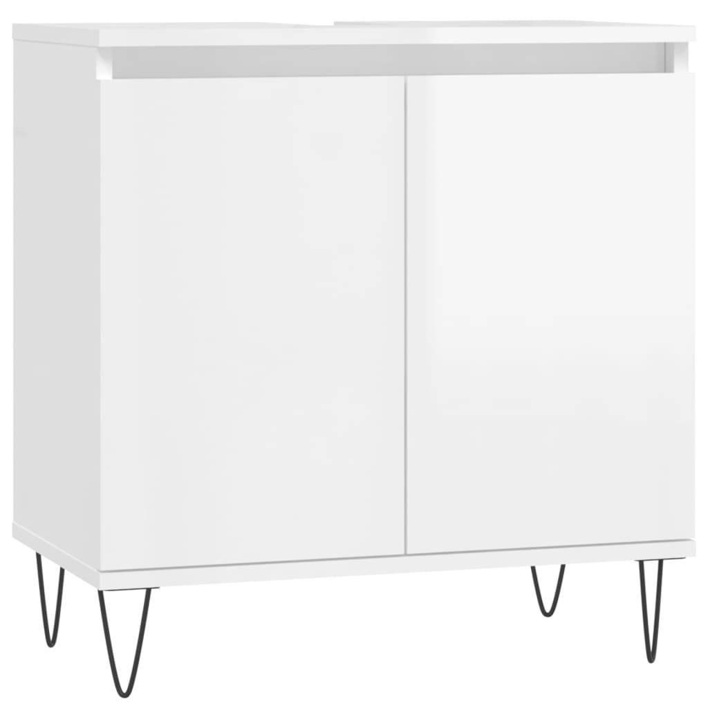 vidaXL Badschrank Hochglanz-Weiß 58x33x60 cm Holzwerkstoff