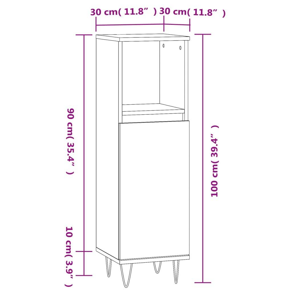 vidaXL Badschrank Braun Eichen-Optik 30x30x100 cm Holzwerkstoff