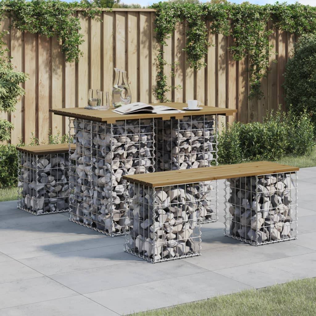 vidaXL Gartenbank aus Gabionen 100x70x72 cm Kiefernholz Imprägniert