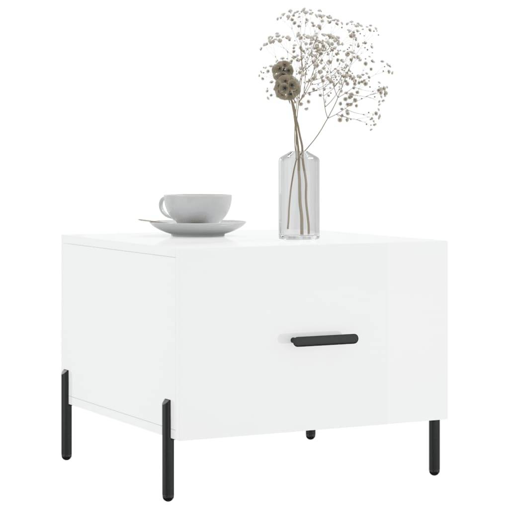 vidaXL Couchtisch Hochglanz-Weiß 50x50x40 cm Holzwerkstoff