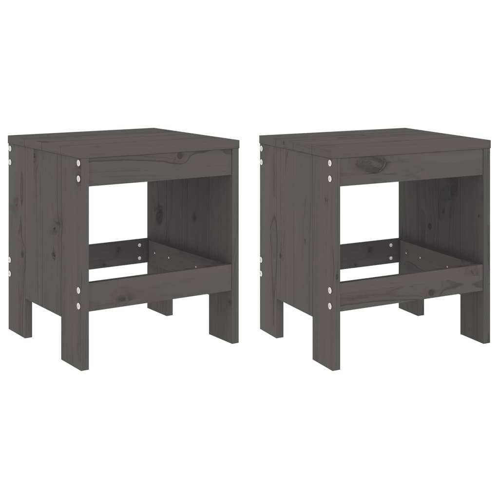 vidaXL Gartenhocker 2 Stk. Grau 40x36x45 cm Massivholz Kiefer