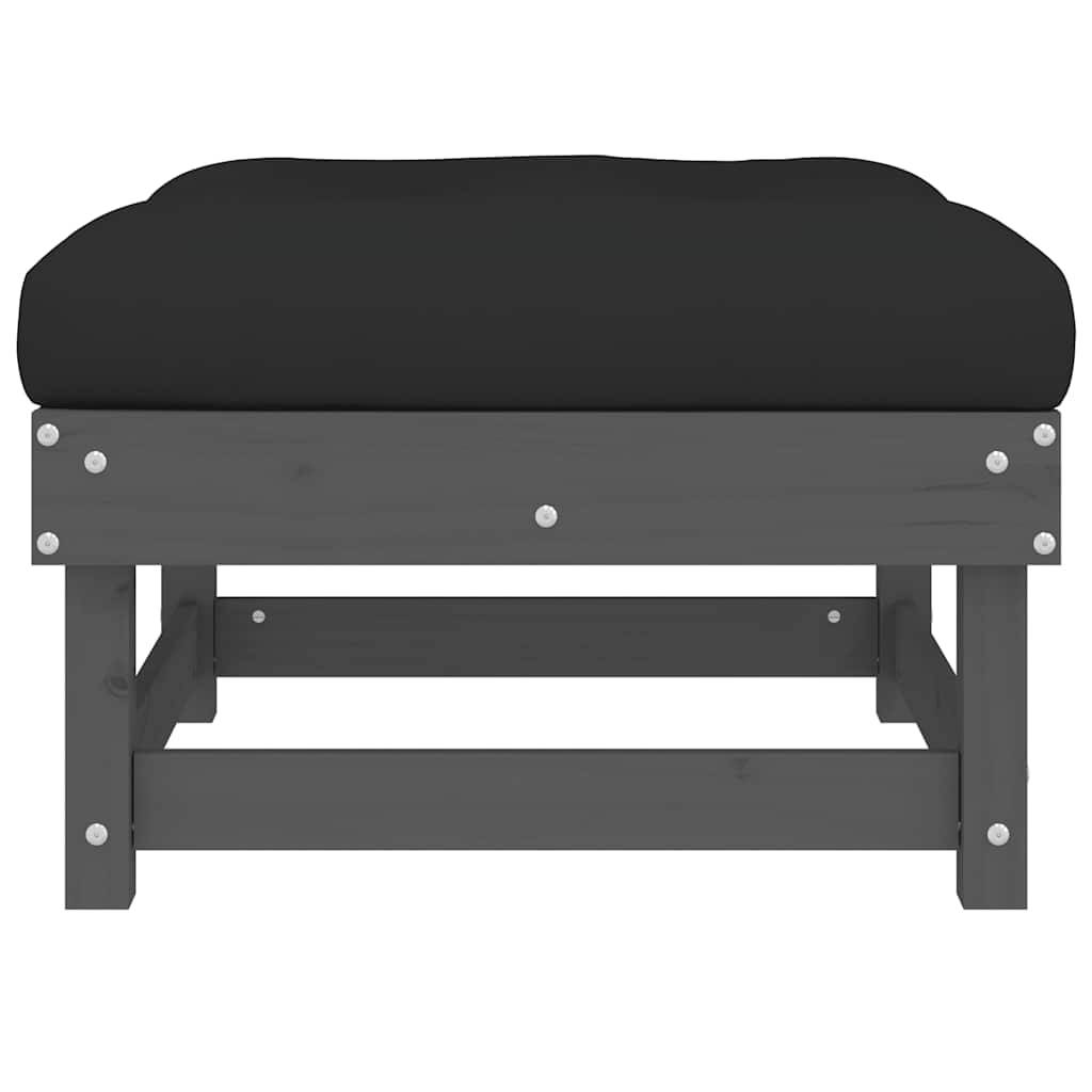 vidaXL Gartenhocker mit Kissen Grau Massivholz Kiefer