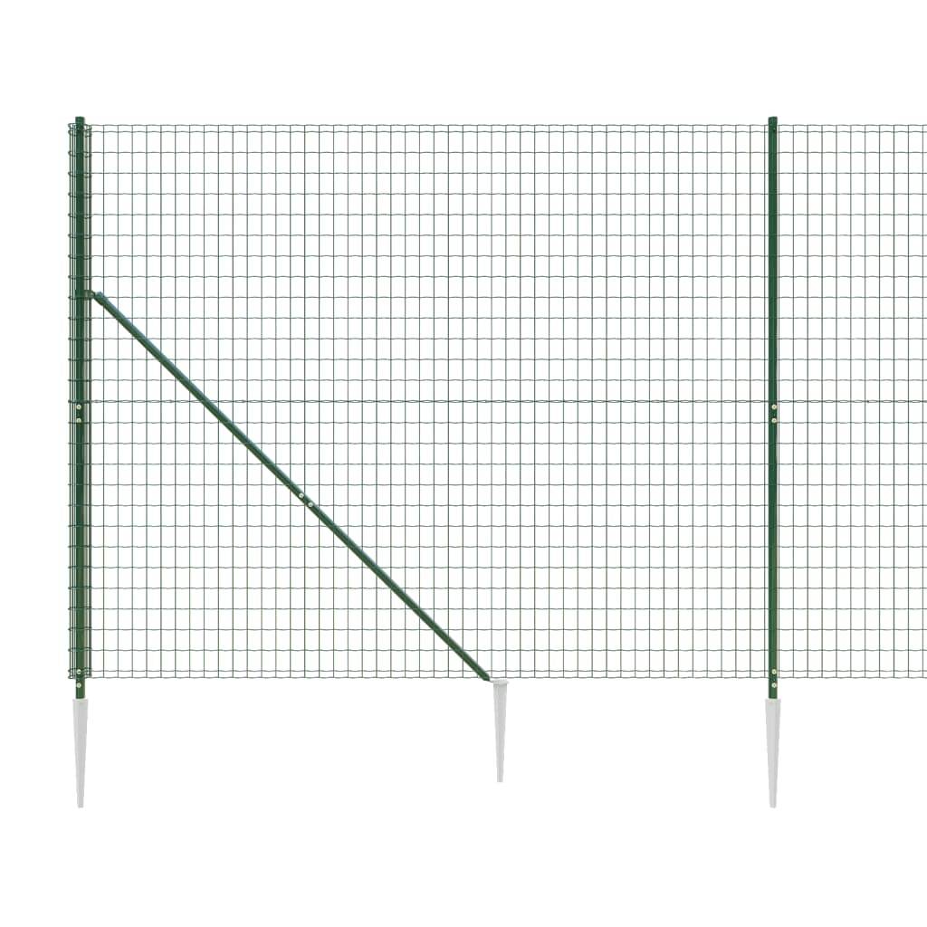 vidaXL Maschendrahtzaun mit Bodenhülsen Grün 2,2x10 m