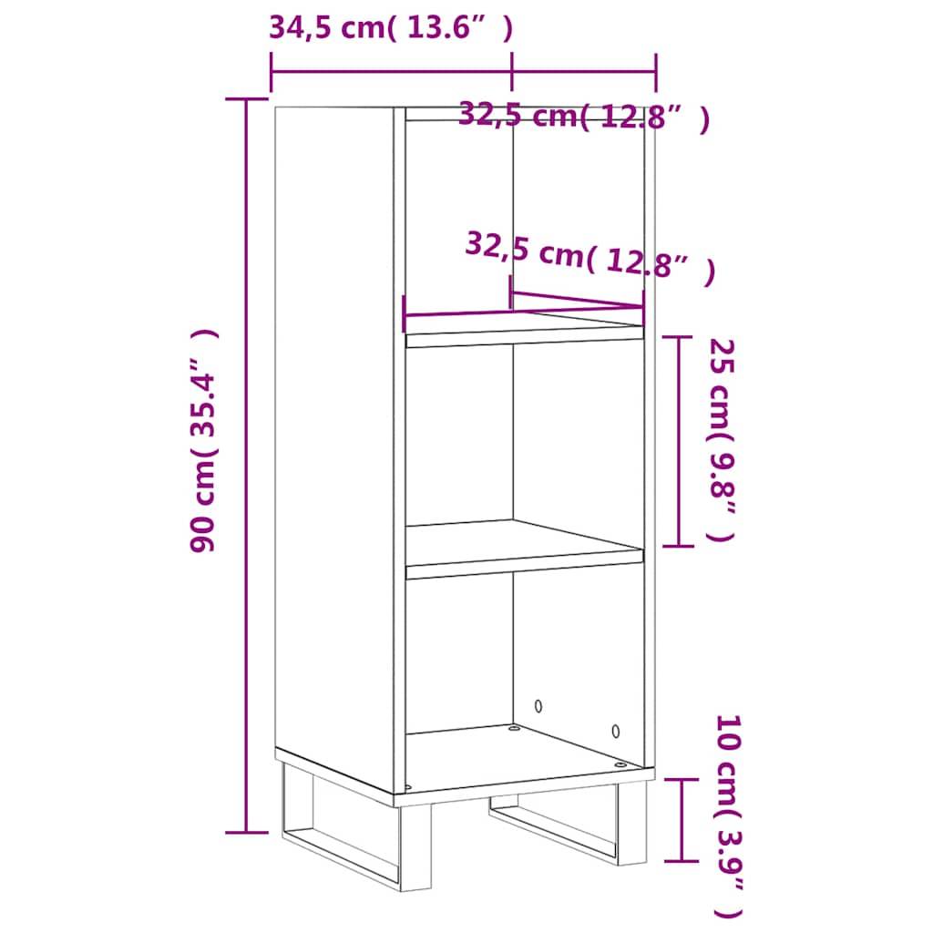 vidaXL Sideboard Grau Sonoma 34,5x32,5x90 cm Holzwerkstoff