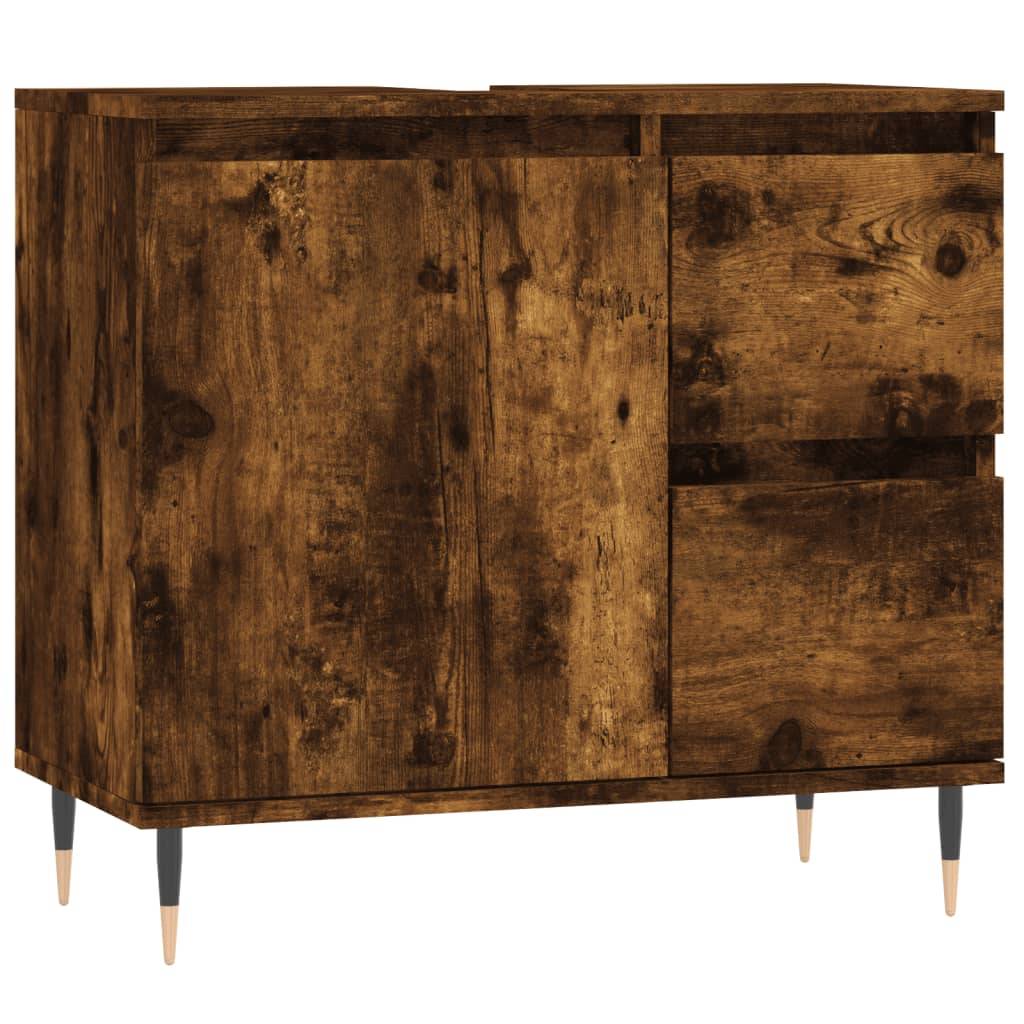 vidaXL Badschrank Räuchereiche 65x33x60 cm Holzwerkstoff