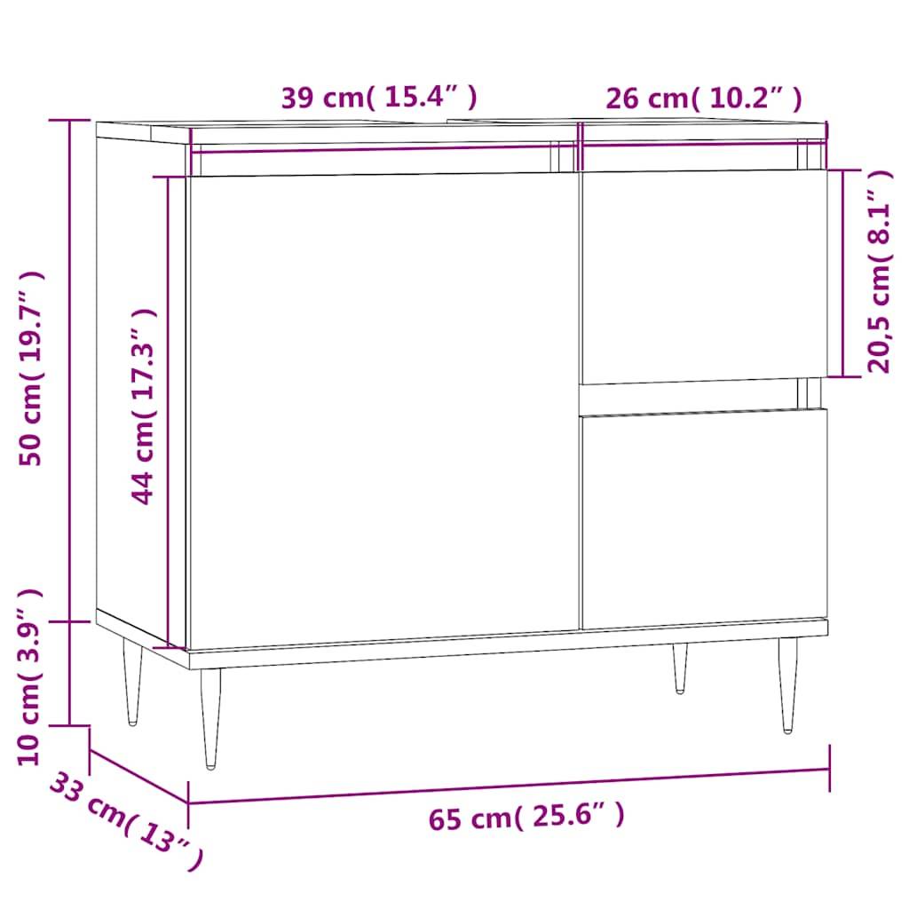 vidaXL Badschrank Grau Sonoma 65x33x60 cm Holzwerkstoff