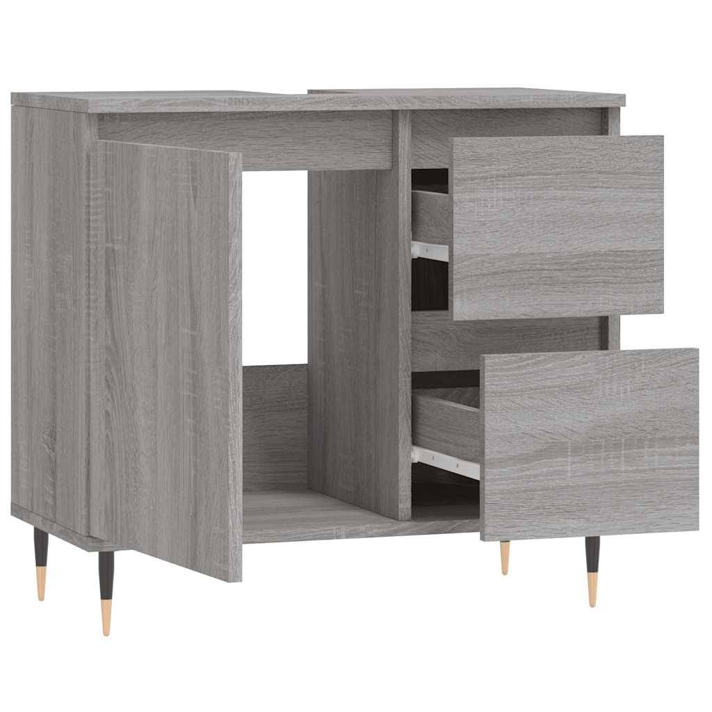 vidaXL Badschrank Grau Sonoma 65x33x60 cm Holzwerkstoff