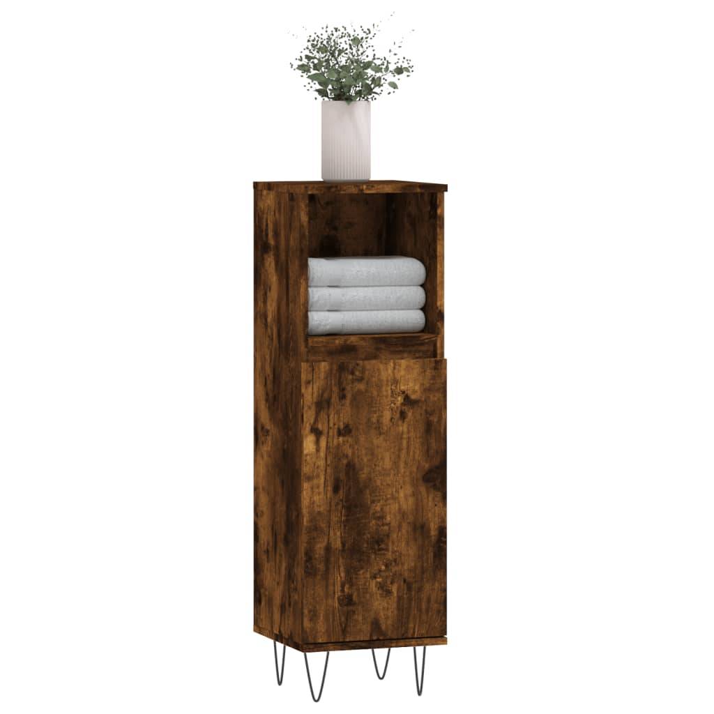 vidaXL Badschrank Räuchereiche 30x30x100 cm Holzwerkstoff