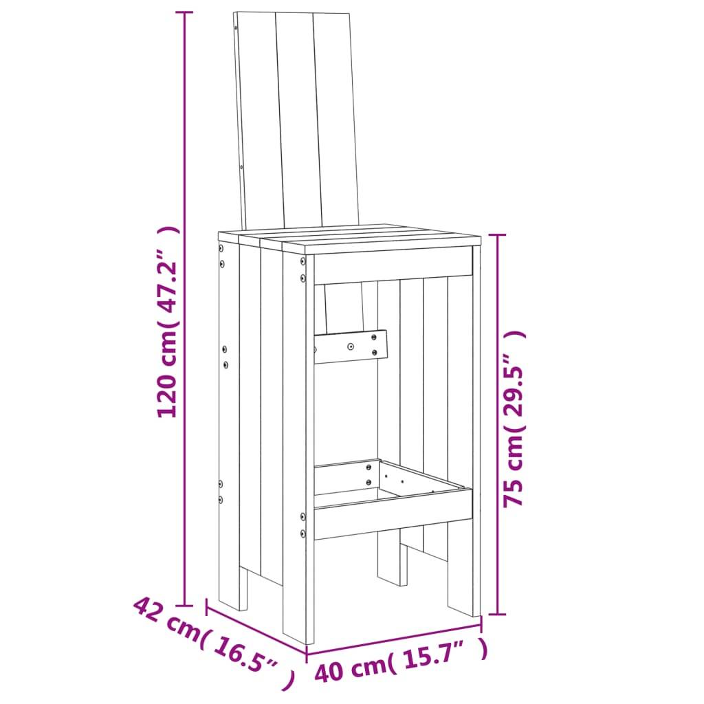 vidaXL Barhocker 2 Stk. Grau 40x42x120 cm Massivholz Kiefer