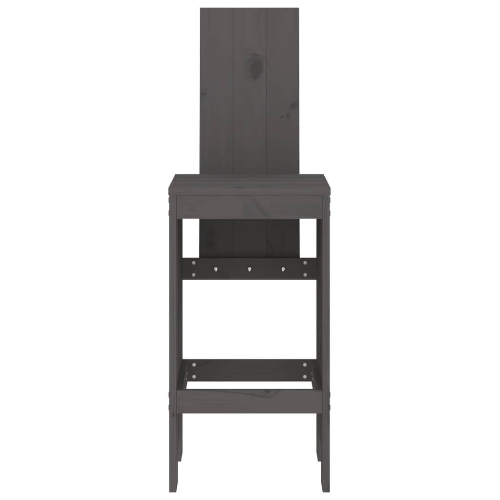 vidaXL Barhocker 2 Stk. Grau 40x42x120 cm Massivholz Kiefer