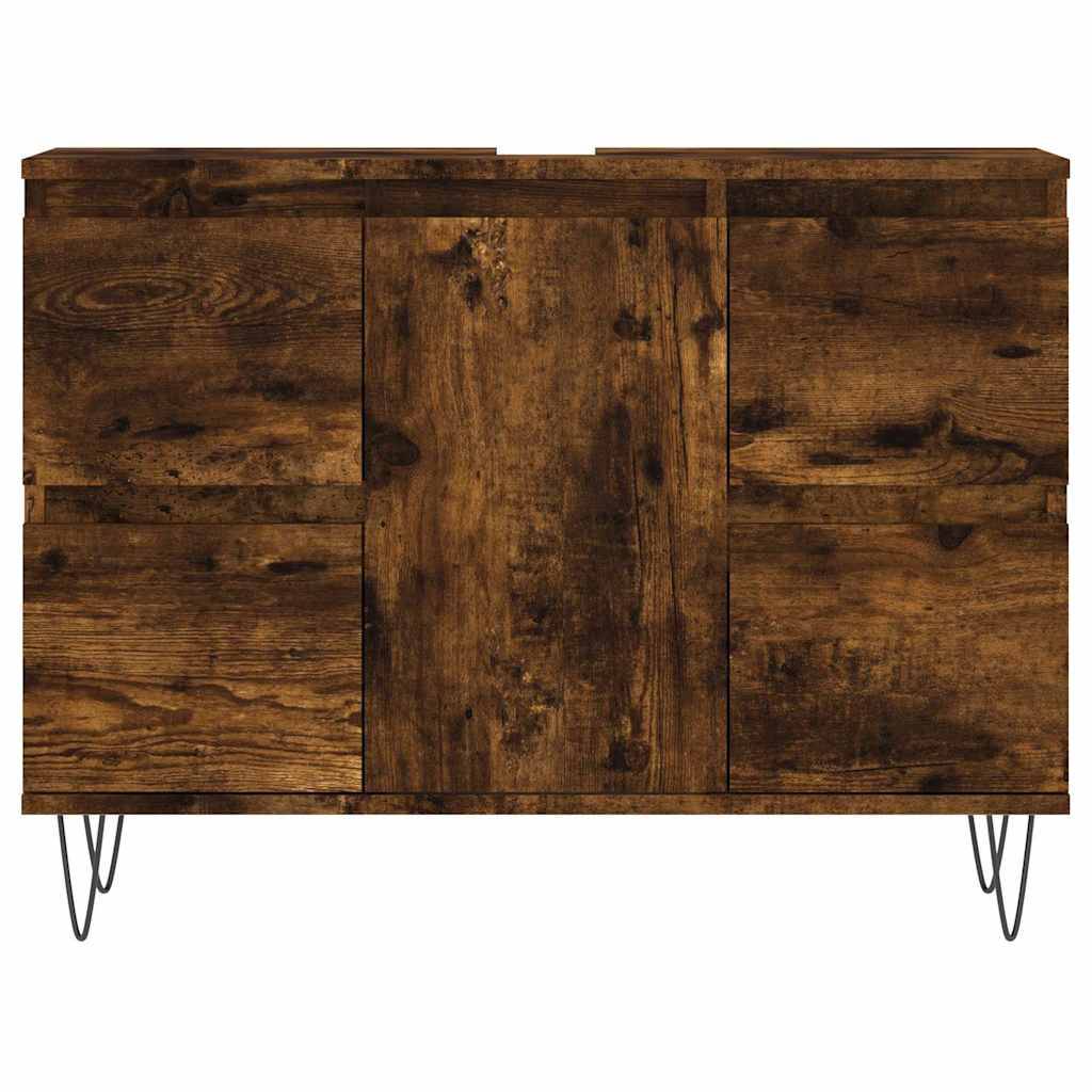 vidaXL Badschrank Räuchereiche 80x33x60 cm Holzwerkstoff