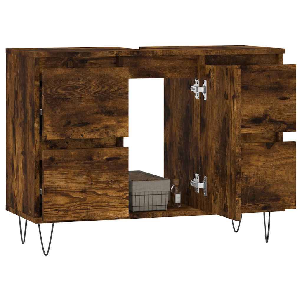 vidaXL Badschrank Räuchereiche 80x33x60 cm Holzwerkstoff