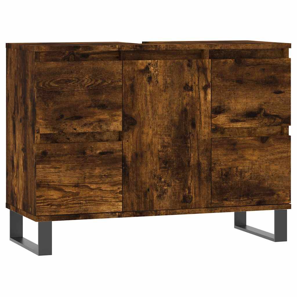 vidaXL Badschrank Räuchereiche 80x33x60 cm Holzwerkstoff