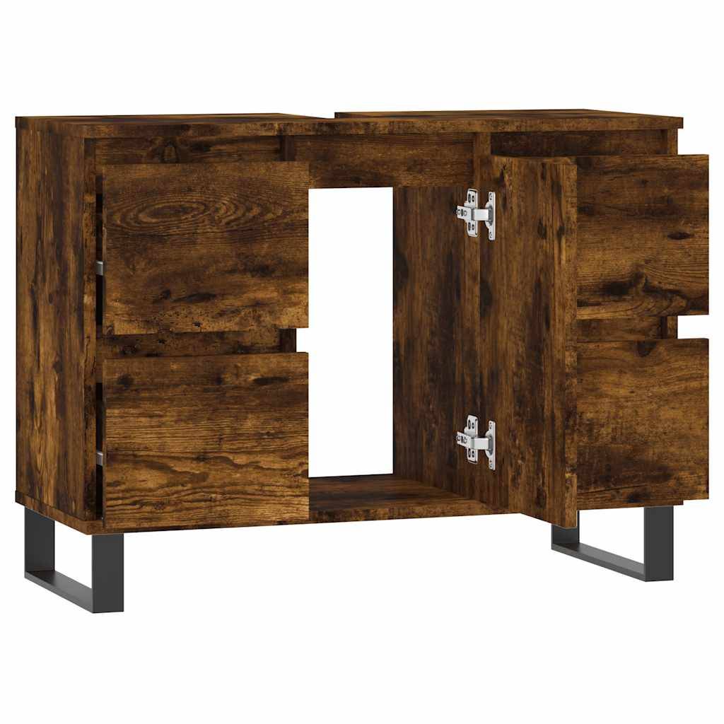 vidaXL Badschrank Räuchereiche 80x33x60 cm Holzwerkstoff