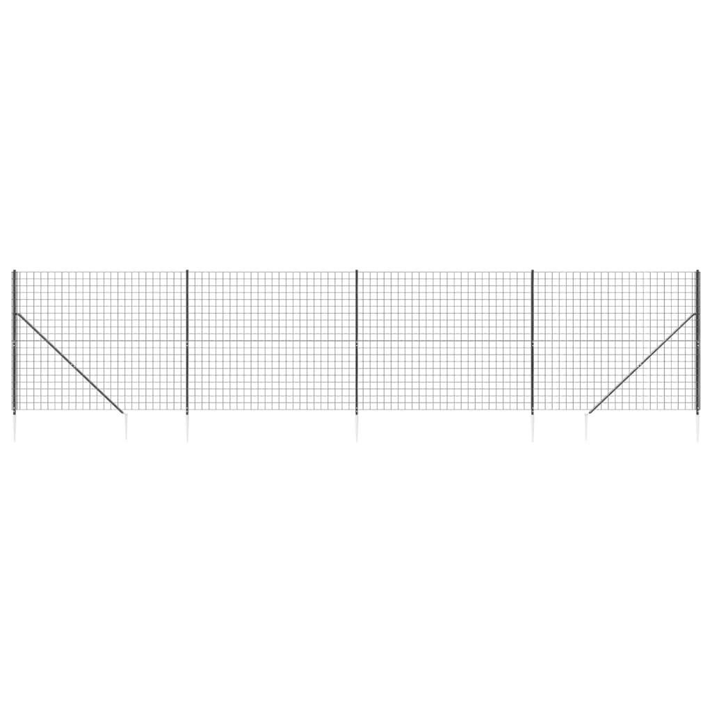 vidaXL Maschendrahtzaun mit Bodenhülsen Anthrazit 1,4x10 m