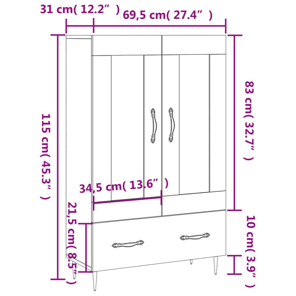 vidaXL Highboard Räuchereiche 69,5x31x115 cm Holzwerkstoff