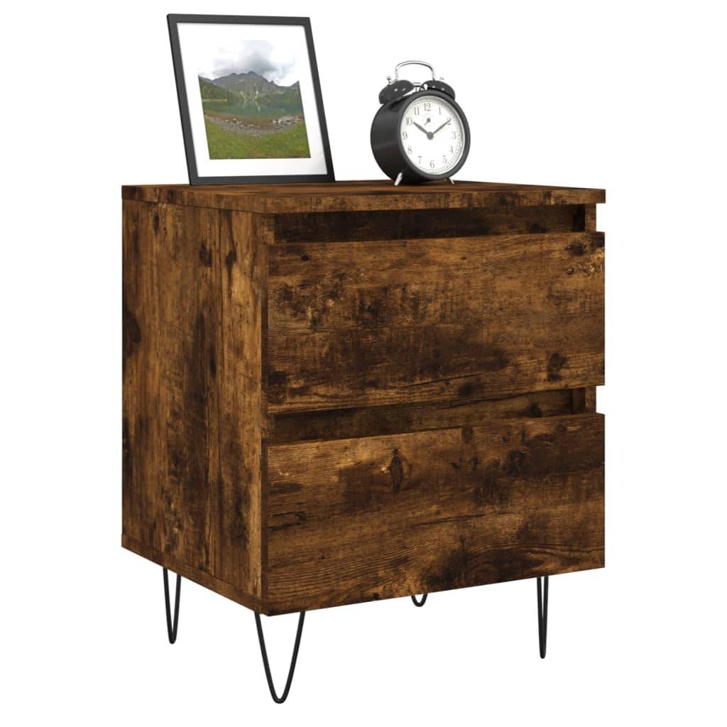 vidaXL Nachttische 2 Stk. Räuchereiche 40x35x50 cm Holzwerkstoff
