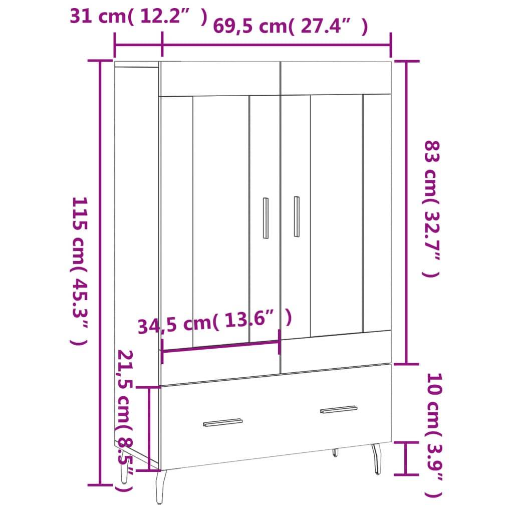 vidaXL Highboard Sonoma-Eiche 69,5x31x115 cm Holzwerkstoff