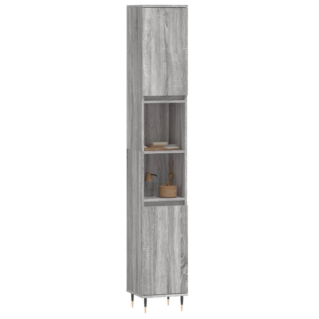 vidaXL Badschrank Grau Sonoma 30x30x190 cm Holzwerkstoff