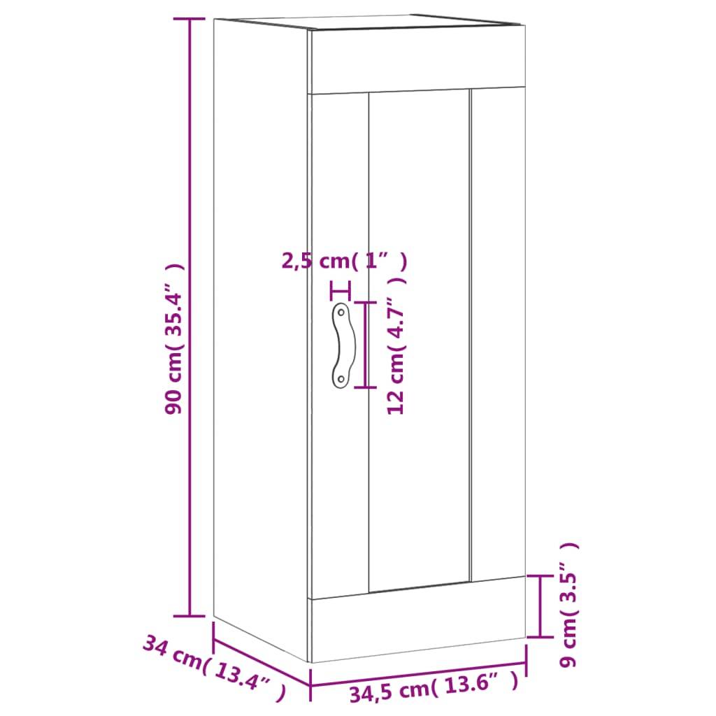 vidaXL Wandschrank Räuchereiche 34,5x34x90 cm Holzwerkstoff