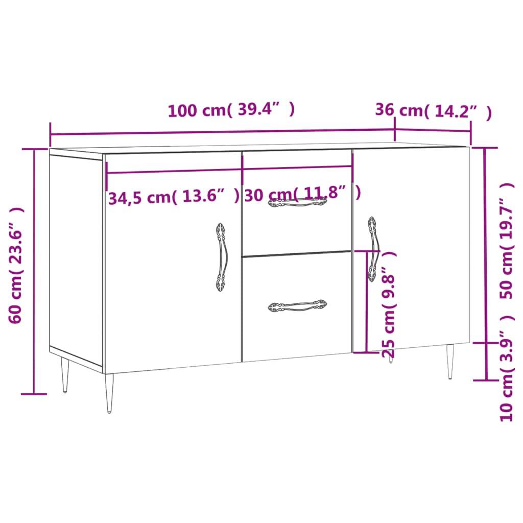 vidaXL Sideboard Weiß 100x36x60 cm Holzwerkstoff