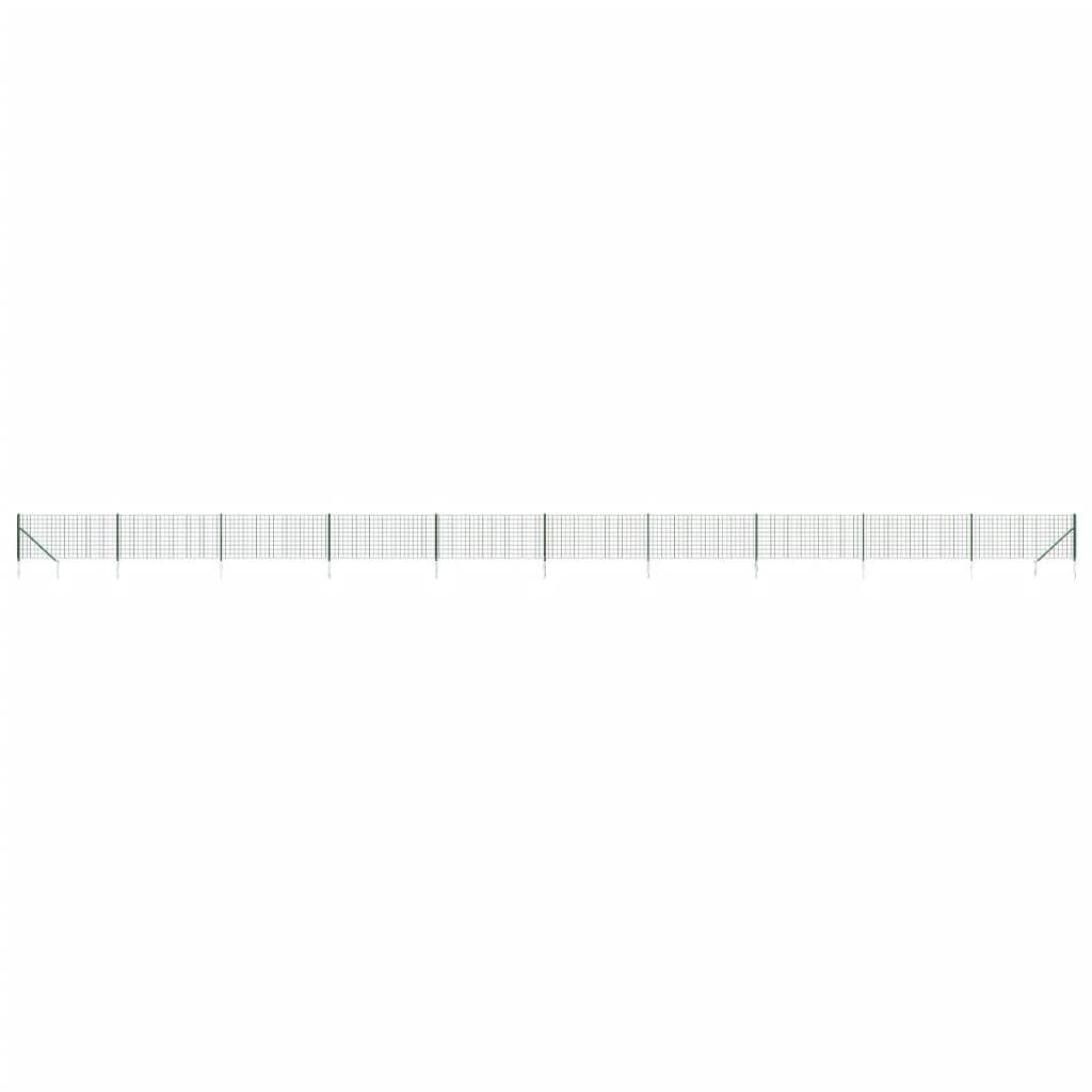 vidaXL Maschendrahtzaun mit Bodenhülsen Grün 1x25 m