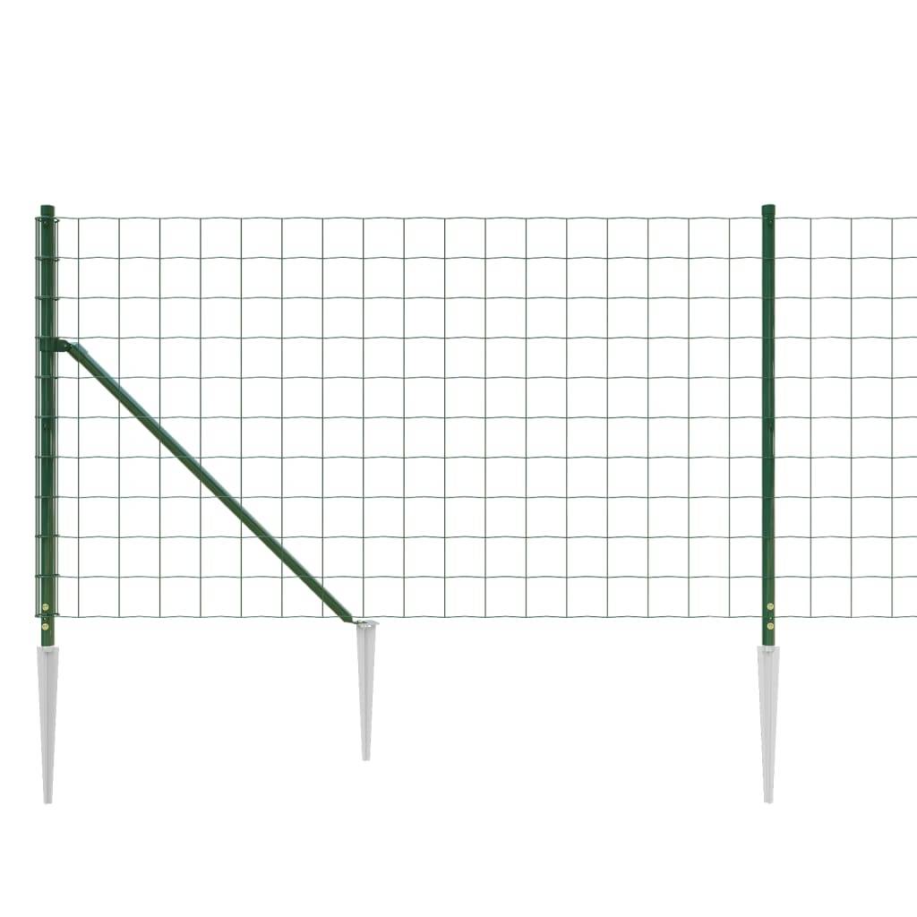 vidaXL Maschendrahtzaun mit Bodenhülsen Grün 1x25 m