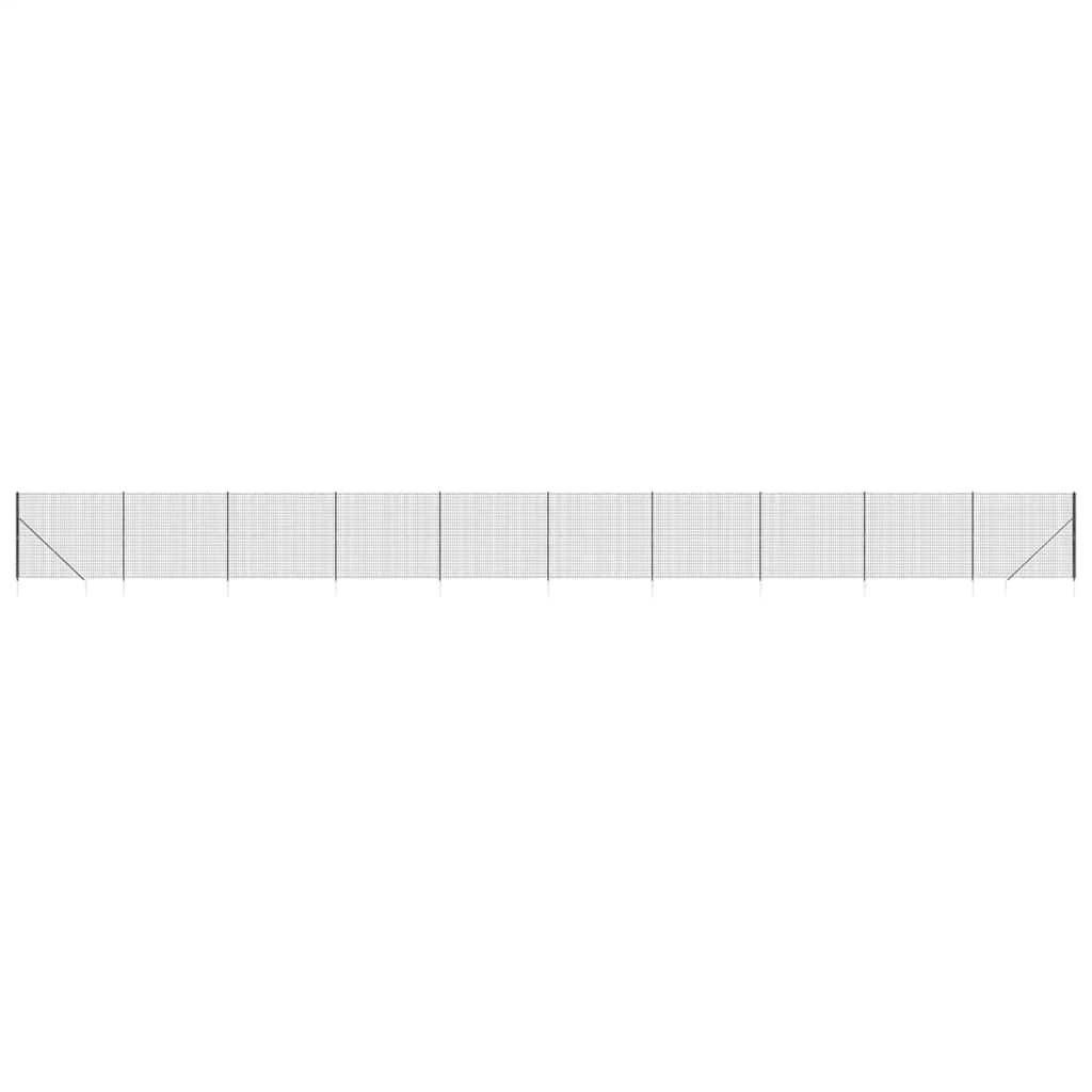 vidaXL Maschendrahtzaun mit Bodenhülsen Anthrazit 2x25 m