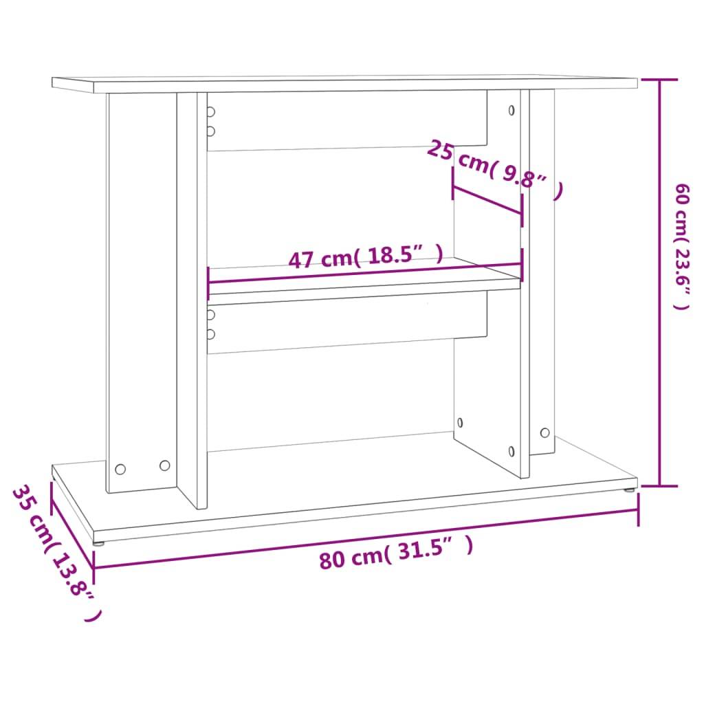 vidaXL Aquariumständer Räuchereiche 80x35x60 cm Holzwerkstoff