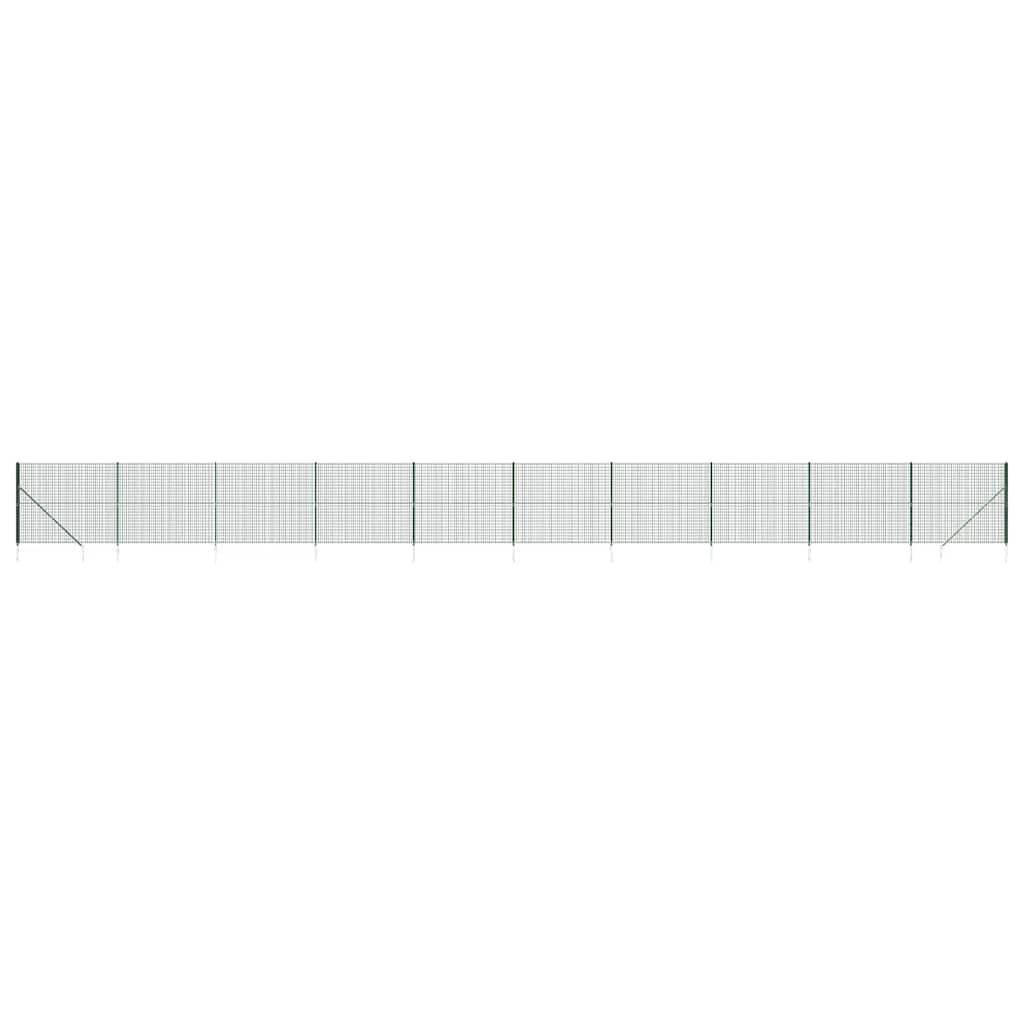 vidaXL Maschendrahtzaun mit Bodenhülsen Grün 2,2x25 m