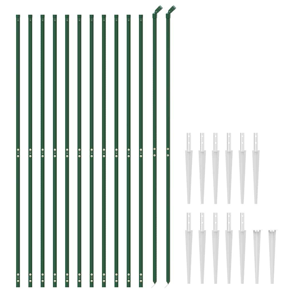 vidaXL Maschendrahtzaun mit Bodenhülsen Grün 2,2x25 m