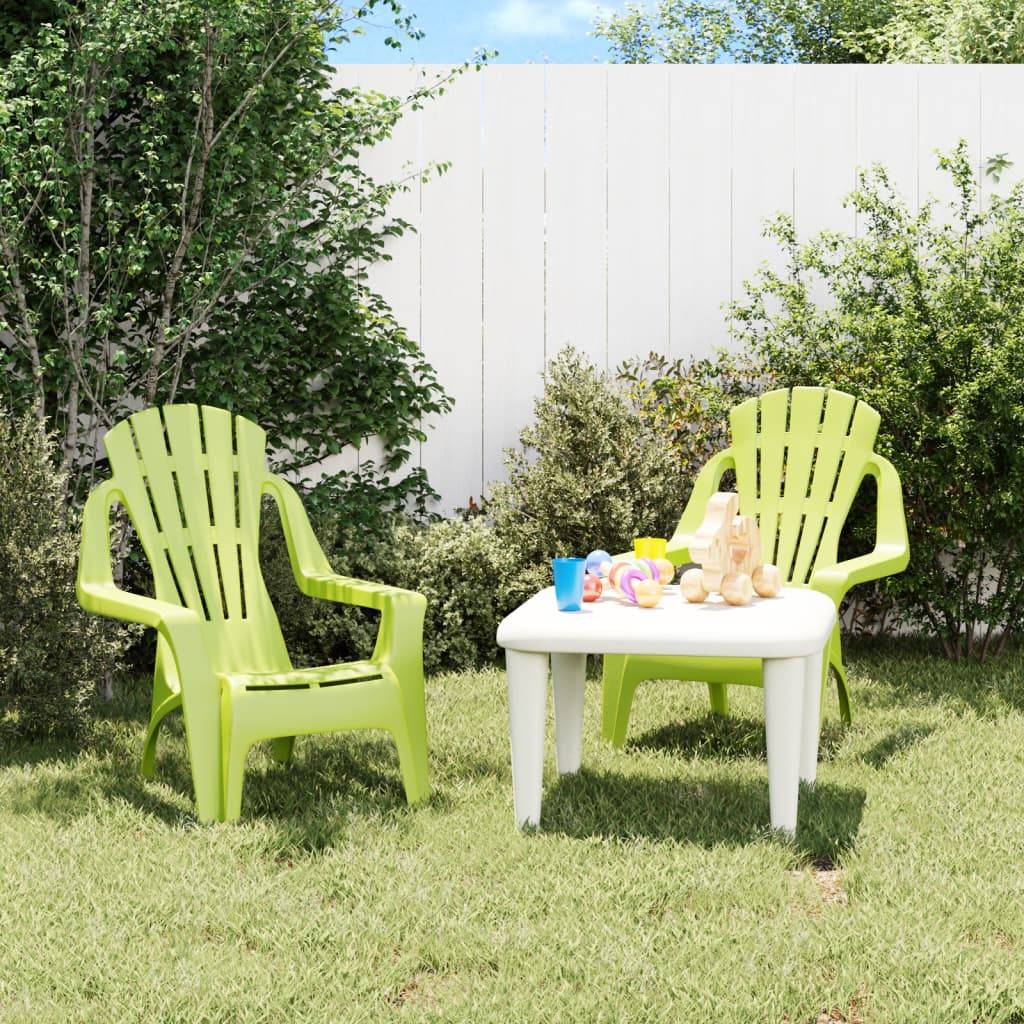 vidaXL Kinder-Gartenstühle 2 Stk. Grün 37x34x44 cm PP Holzoptik