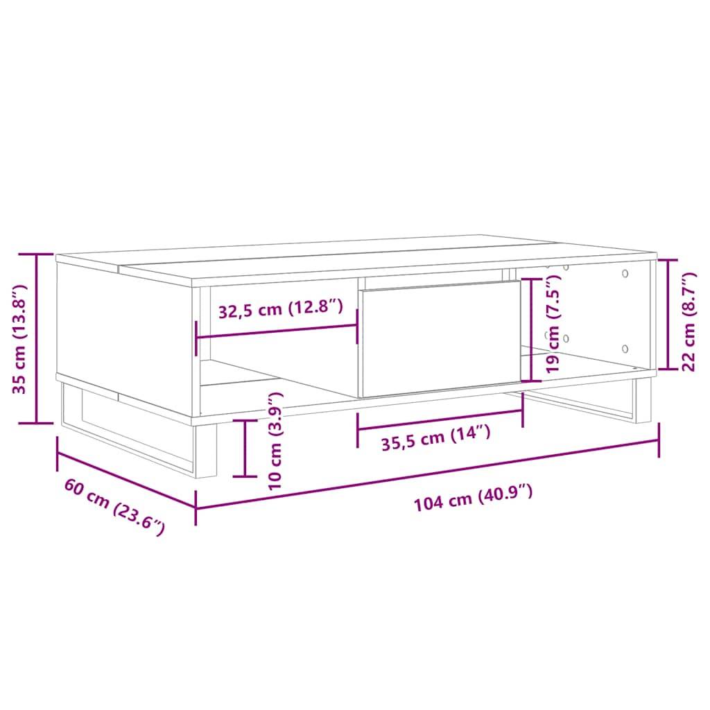 vidaXL Couchtisch Räuchereiche 104x60x35 cm Holzwerkstoff