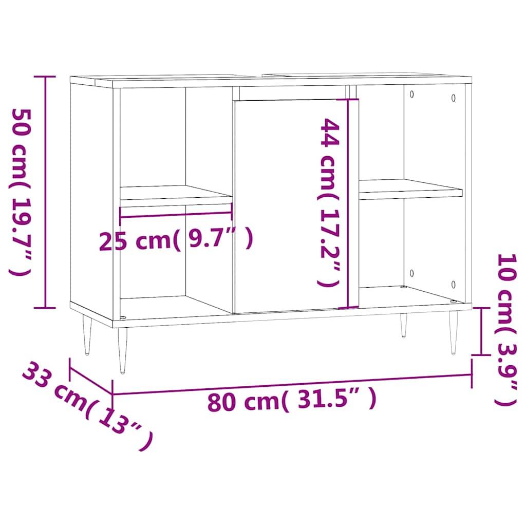 vidaXL Badschrank Schwarz 80x33x60 cm Holzwerkstoff