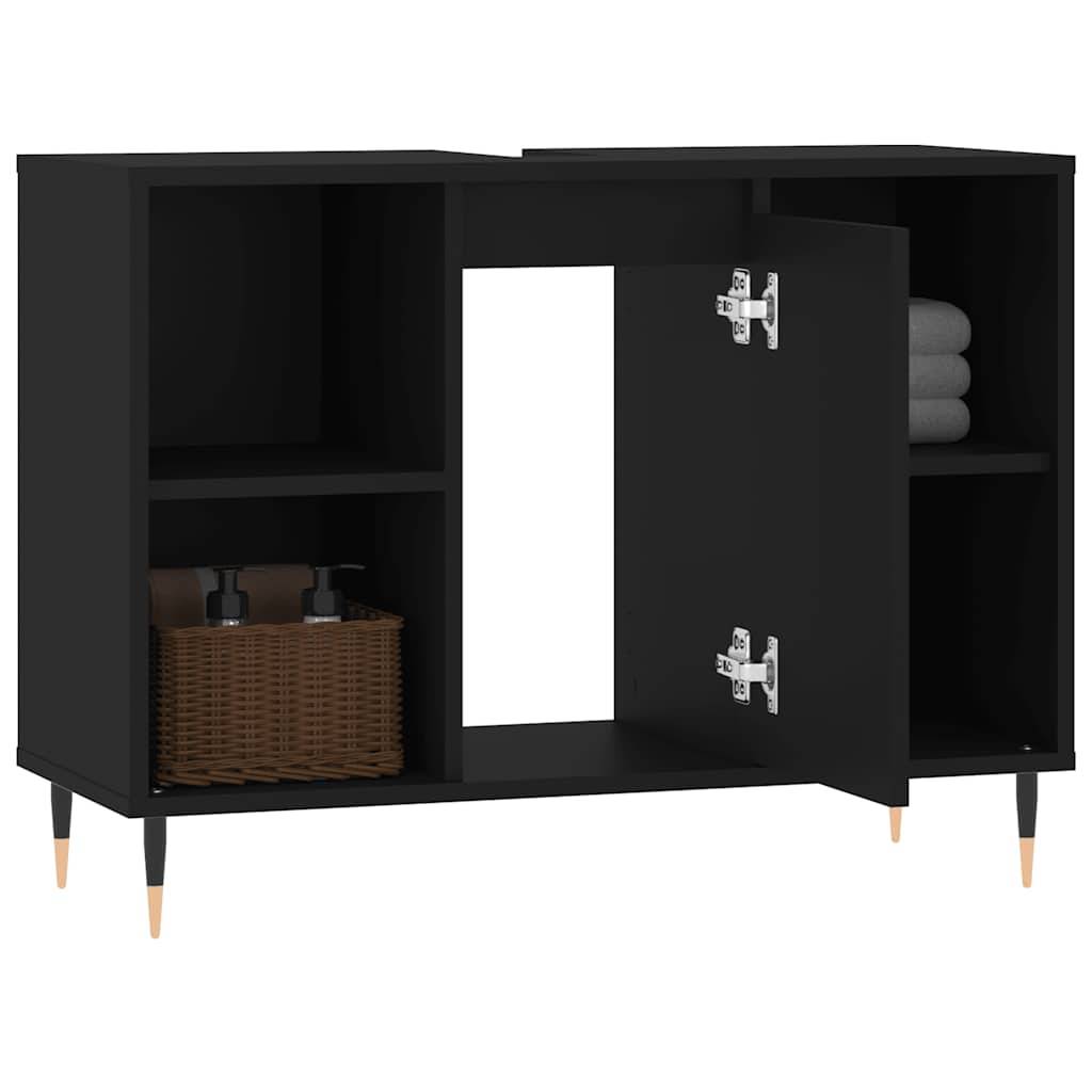 vidaXL Badschrank Schwarz 80x33x60 cm Holzwerkstoff