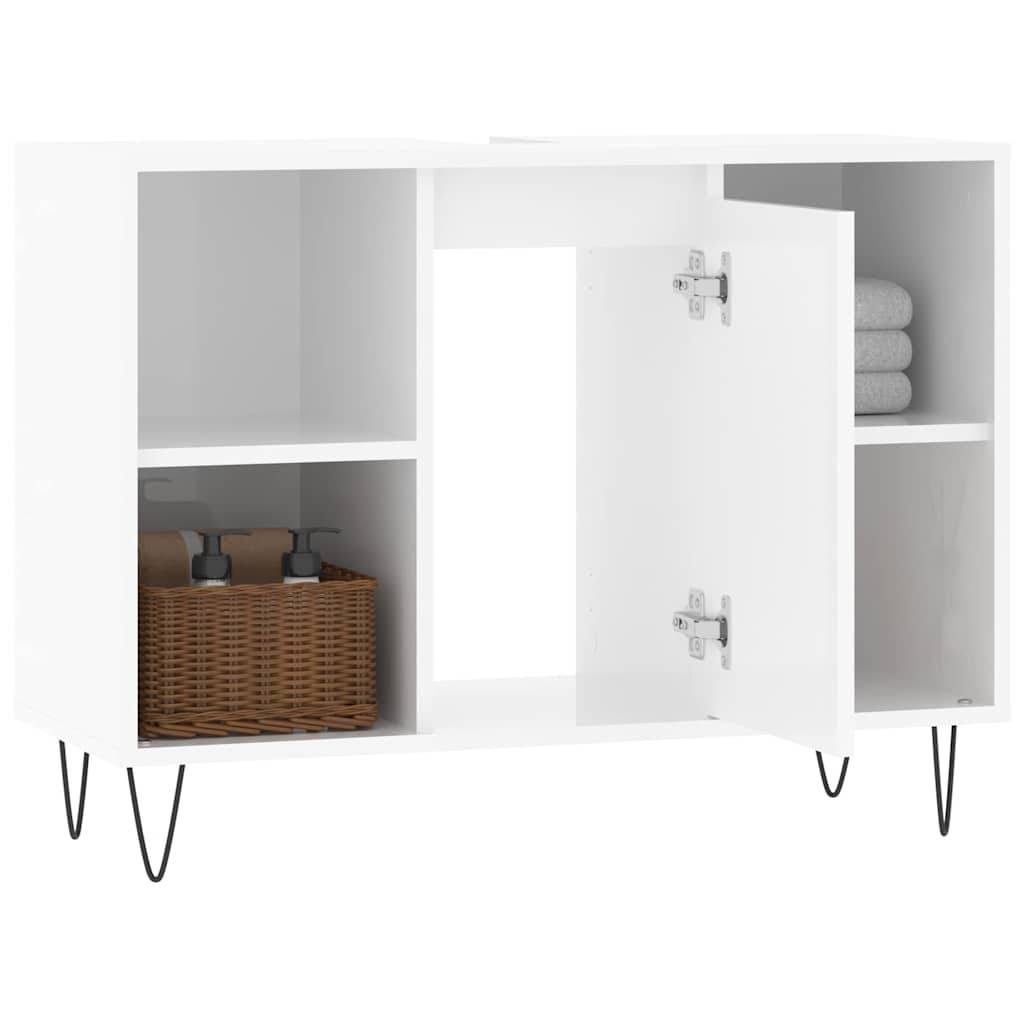 vidaXL Badschrank Hochglanz-Weiß 80x33x60 cm Holzwerkstoff