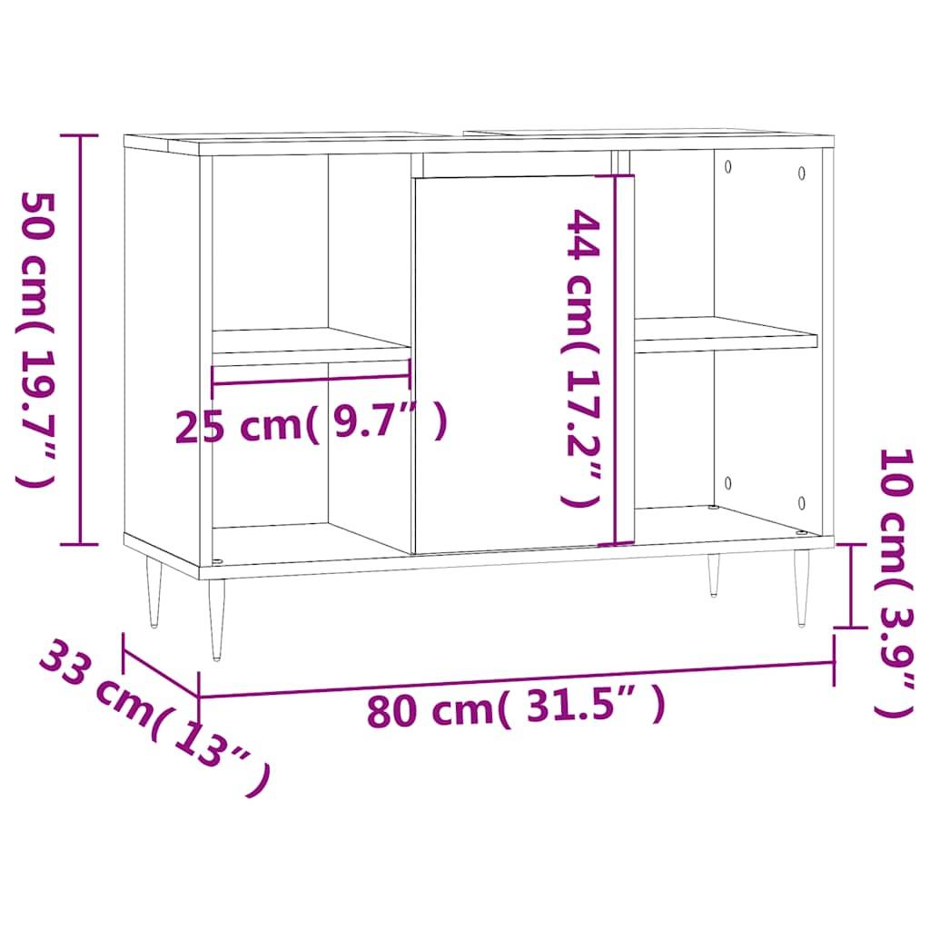 vidaXL Badschrank Sonoma-Eiche 80x33x60 cm Holzwerkstoff