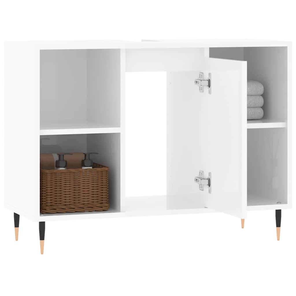 vidaXL Badschrank Hochglanz-Weiß 80x33x60 cm Holzwerkstoff