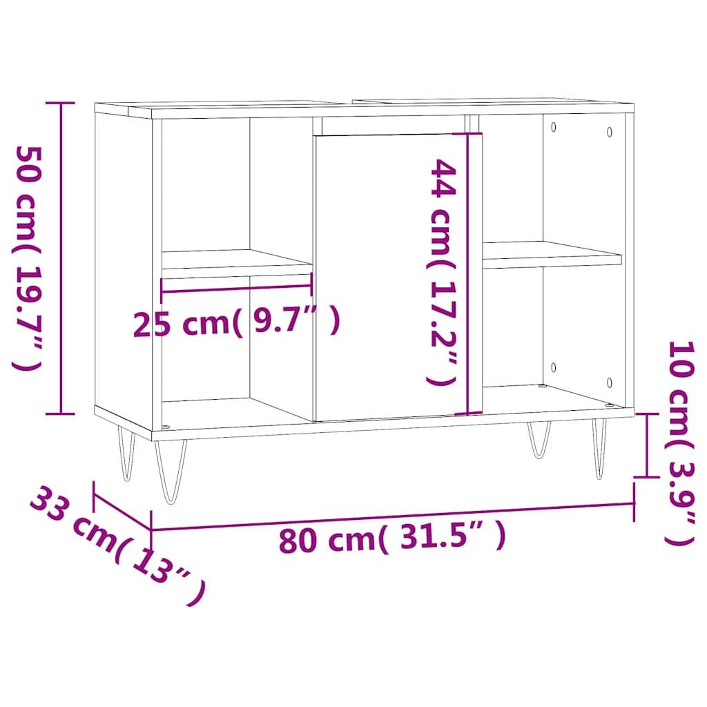 vidaXL Badschrank Weiß 80x33x60 cm Holzwerkstoff
