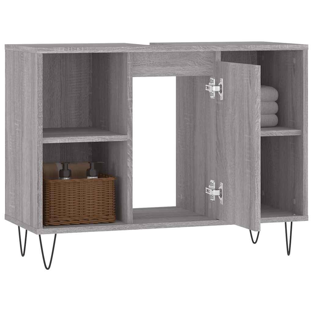 vidaXL Badschrank Grau Sonoma 80x33x60 cm Holzwerkstoff