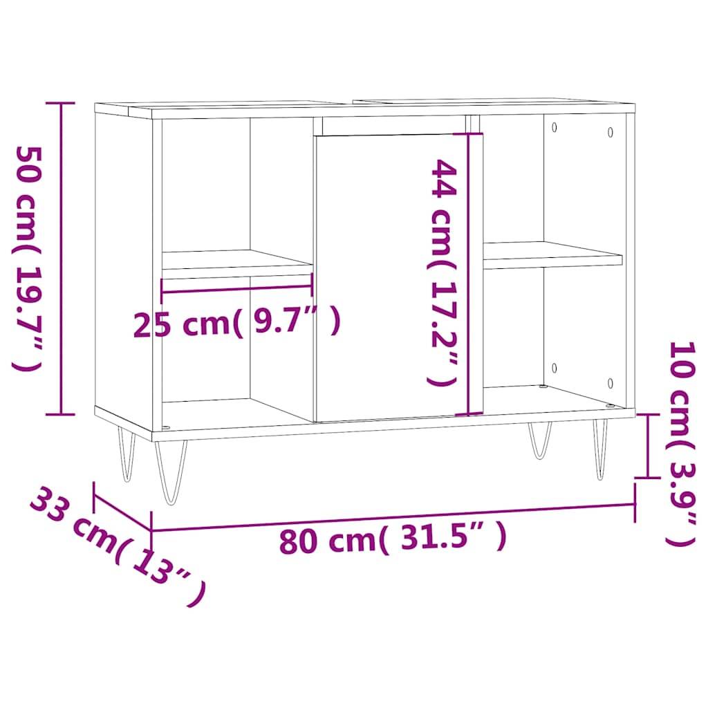 vidaXL Badschrank Braun Eichen-Optik 80x33x60 cm Holzwerkstoff