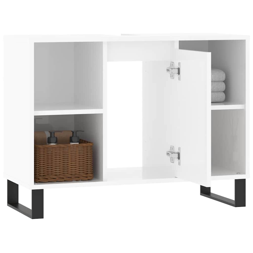 vidaXL Badschrank Hochglanz-Weiß 80x33x60 cm Holzwerkstoff