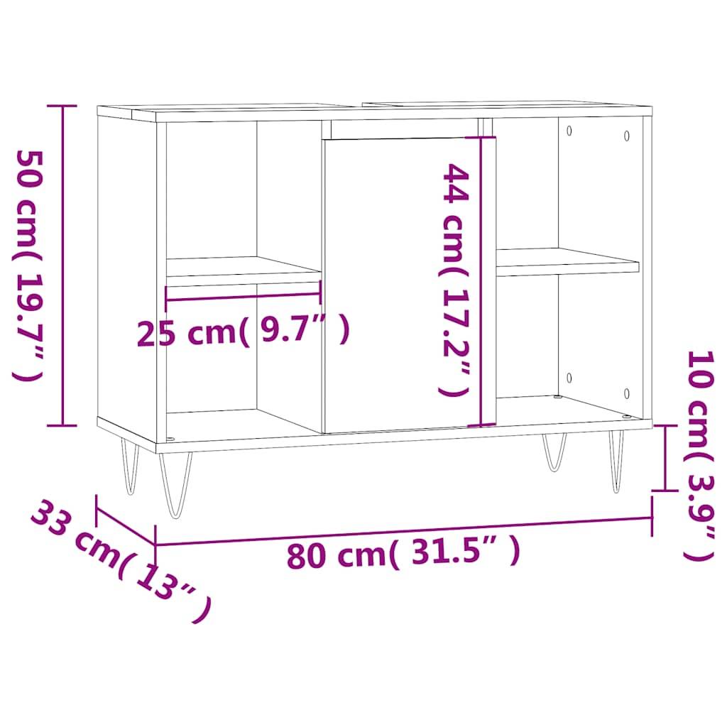 vidaXL Badschrank Schwarz 80x33x60 cm Holzwerkstoff