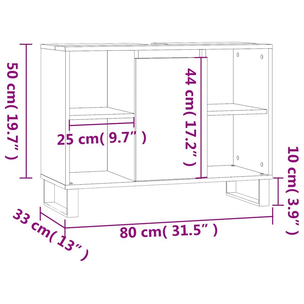 vidaXL Badschrank Sonoma-Eiche 80x33x60 cm Holzwerkstoff