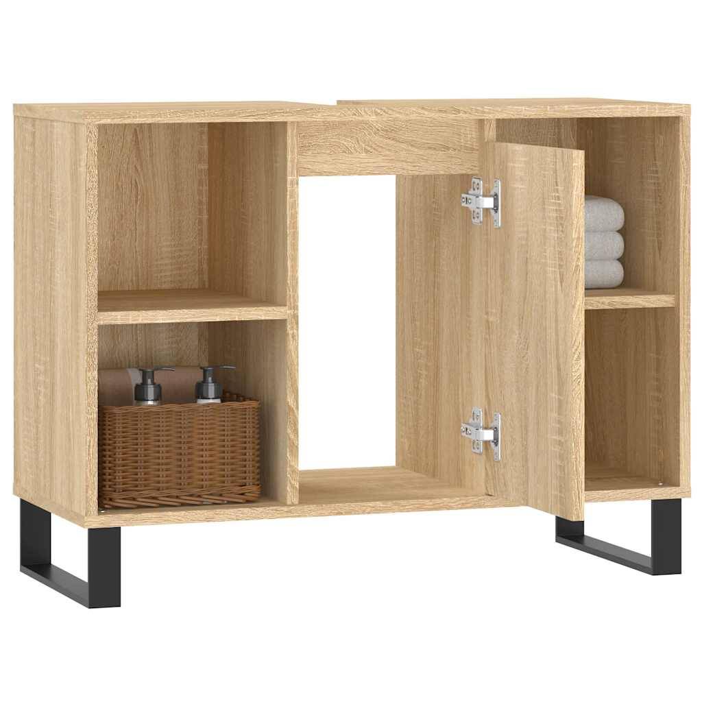 vidaXL Badschrank Sonoma-Eiche 80x33x60 cm Holzwerkstoff