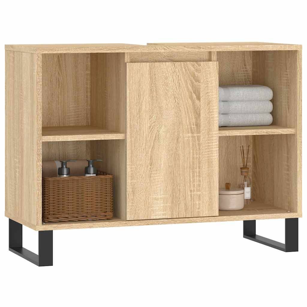 vidaXL Badschrank Sonoma-Eiche 80x33x60 cm Holzwerkstoff