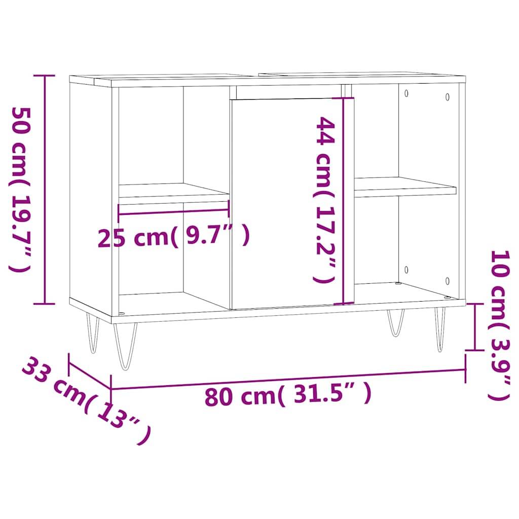 vidaXL Badschrank Sonoma-Eiche 80x33x60 cm Holzwerkstoff