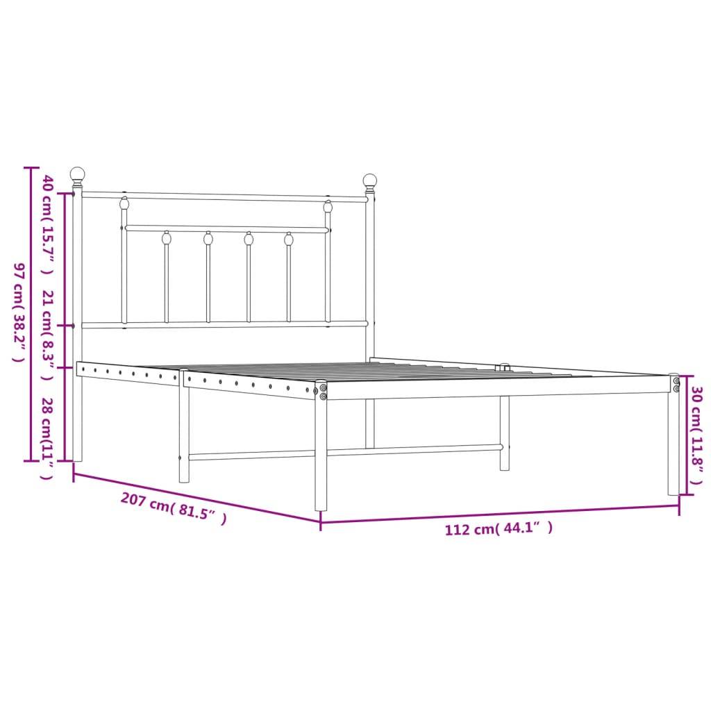 vidaXL Bettgestell mit Kopfteil Metall Schwarz 107x203 cm