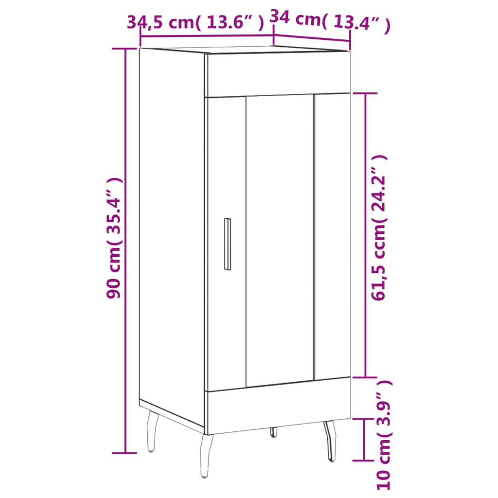 vidaXL Sideboard Hochglanz-Weiß 34,5x34x90 cm Holzwerkstoff